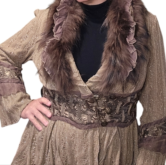 Aris A faux fur sweater with waist embellishments. (Magnolia Peal vibe) Small - Picture 6 of 8